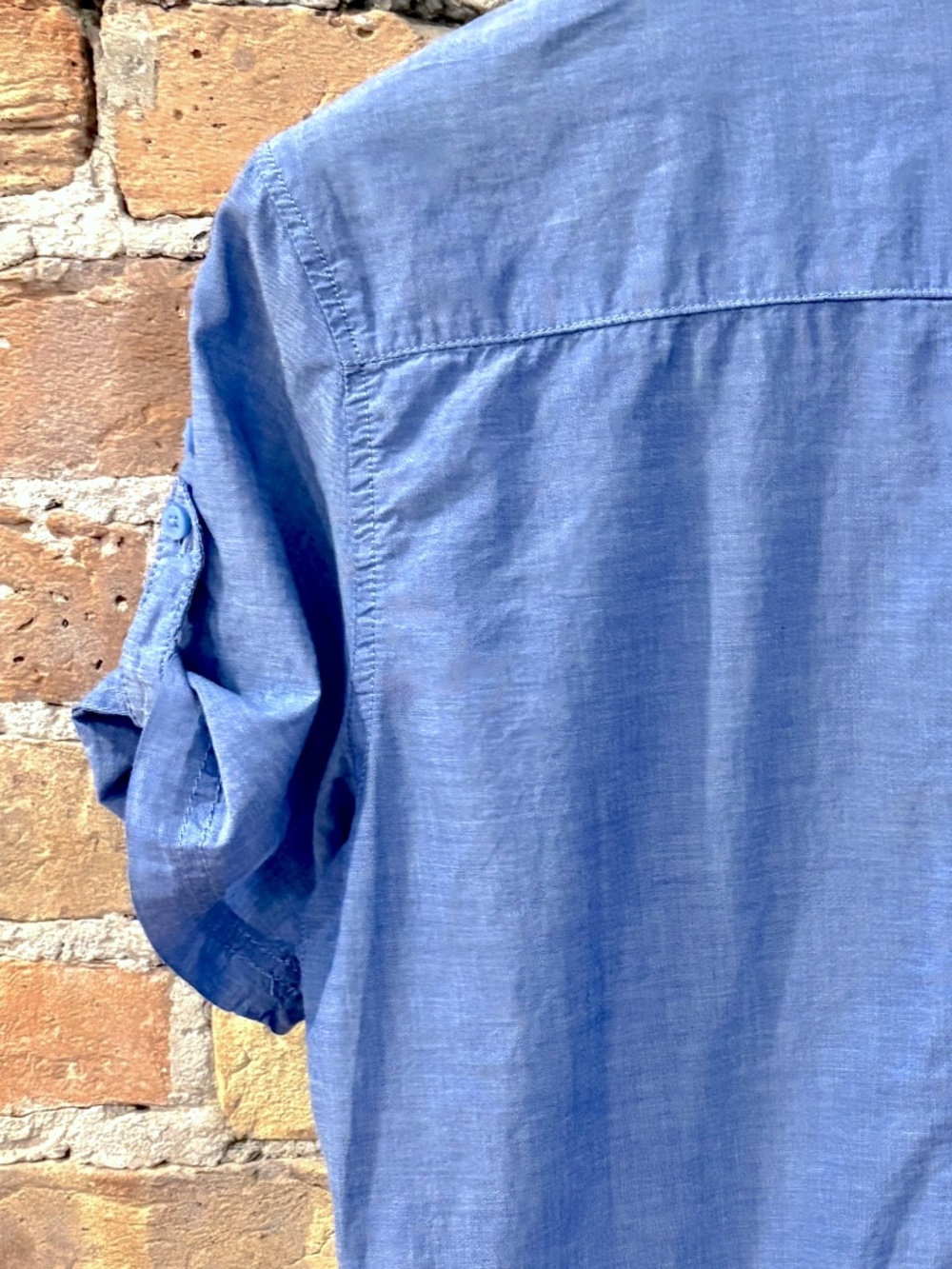 H&M 3 Shirts: Gray Polo, Black Sleeveless T-Shirt, Blue Short Sleeve Button-Up - Picture 16 of 16
